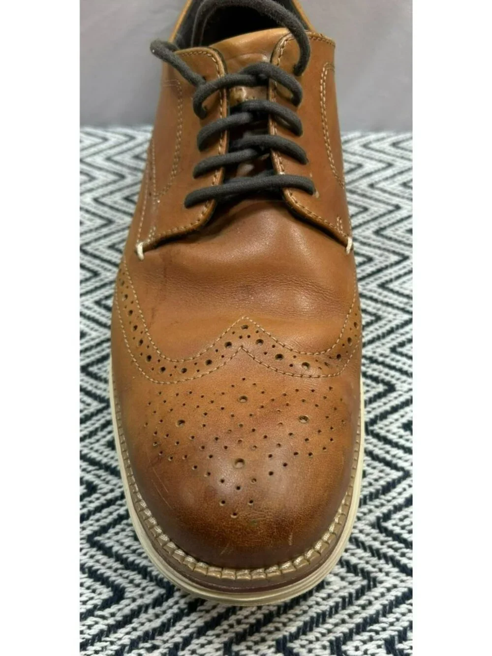 Cole Haan Mens Wingtip Oxford Shoes Brown Size 11M Leather Grand OS Good Conditi